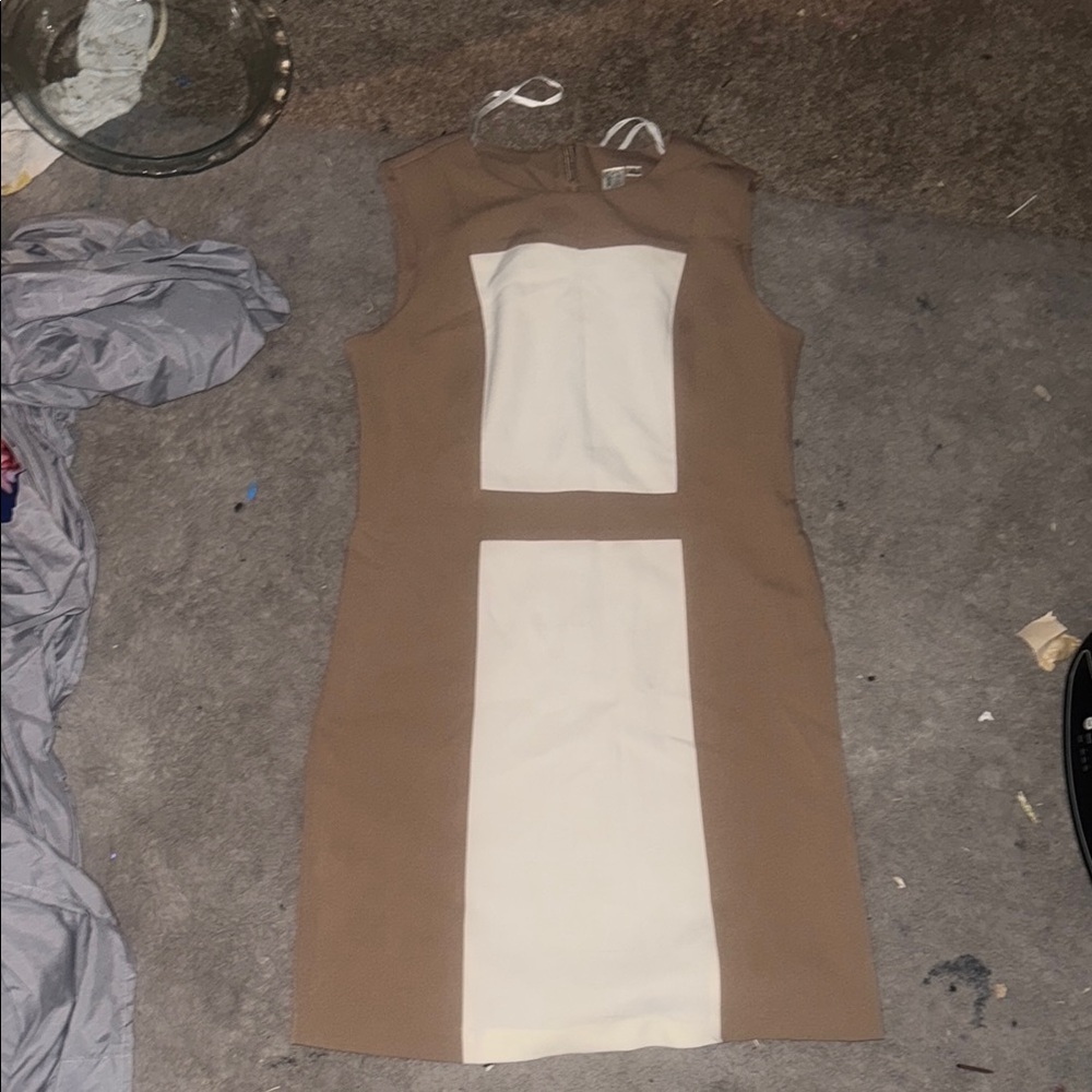 Emma & Michele Tan Halter Sheath Mini Dress